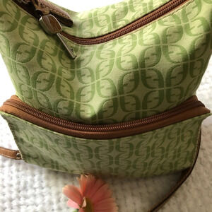 Fossil green cross  body bag canvas/leather
